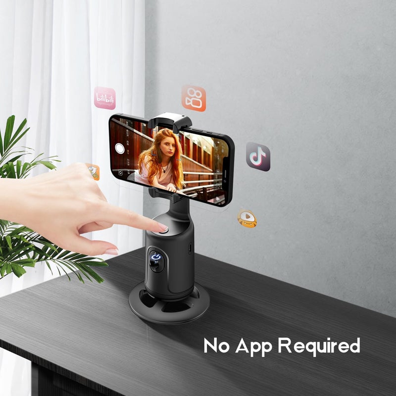 Green House Auto Face Tracking Phone Holder & Mount, 360°Fast Rotation, Gimbal Stabilizer for Influencer Content Creating Vlog, YouTube, TikTok, Gesture Recognization, GH-USTTA-BK - Image 4